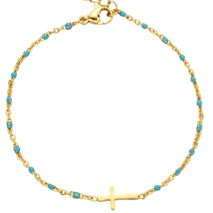 Gold Evela Cross Bracelet