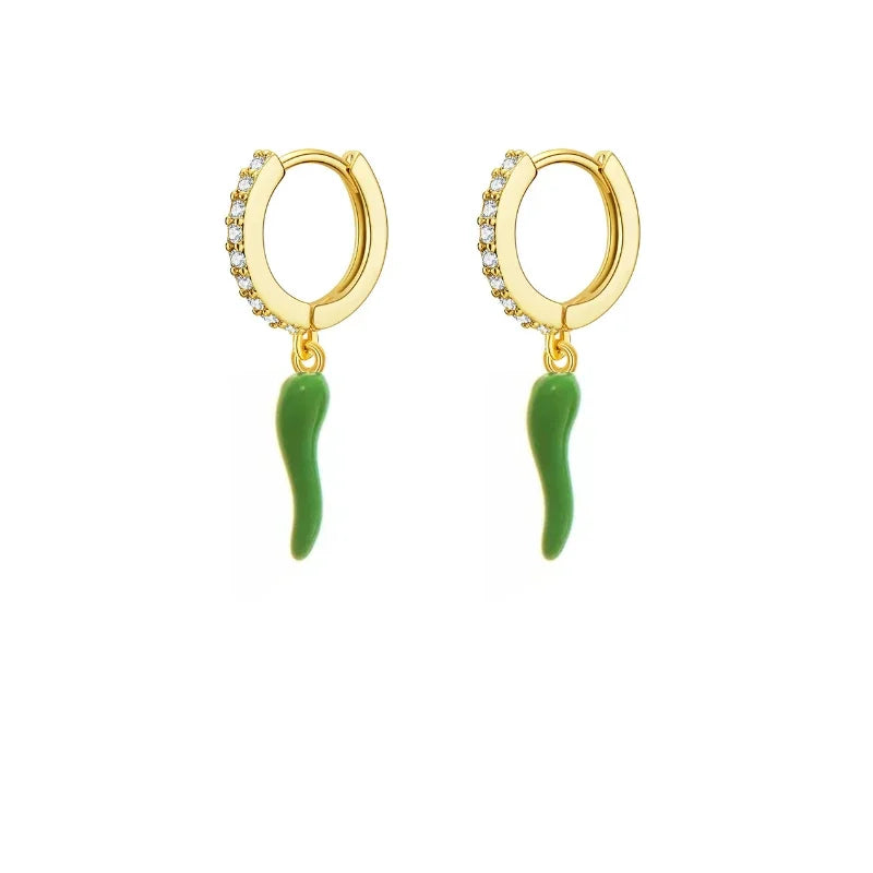 Green Corno Earrings