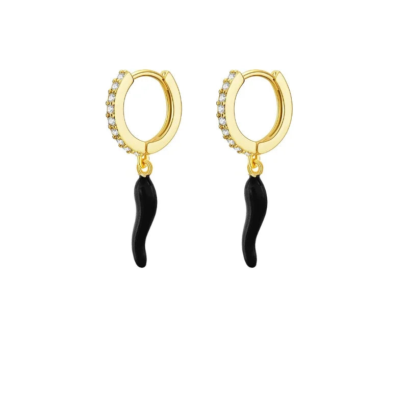 Black Corno Earrings