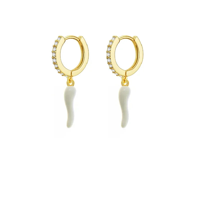 White Corno Earrings